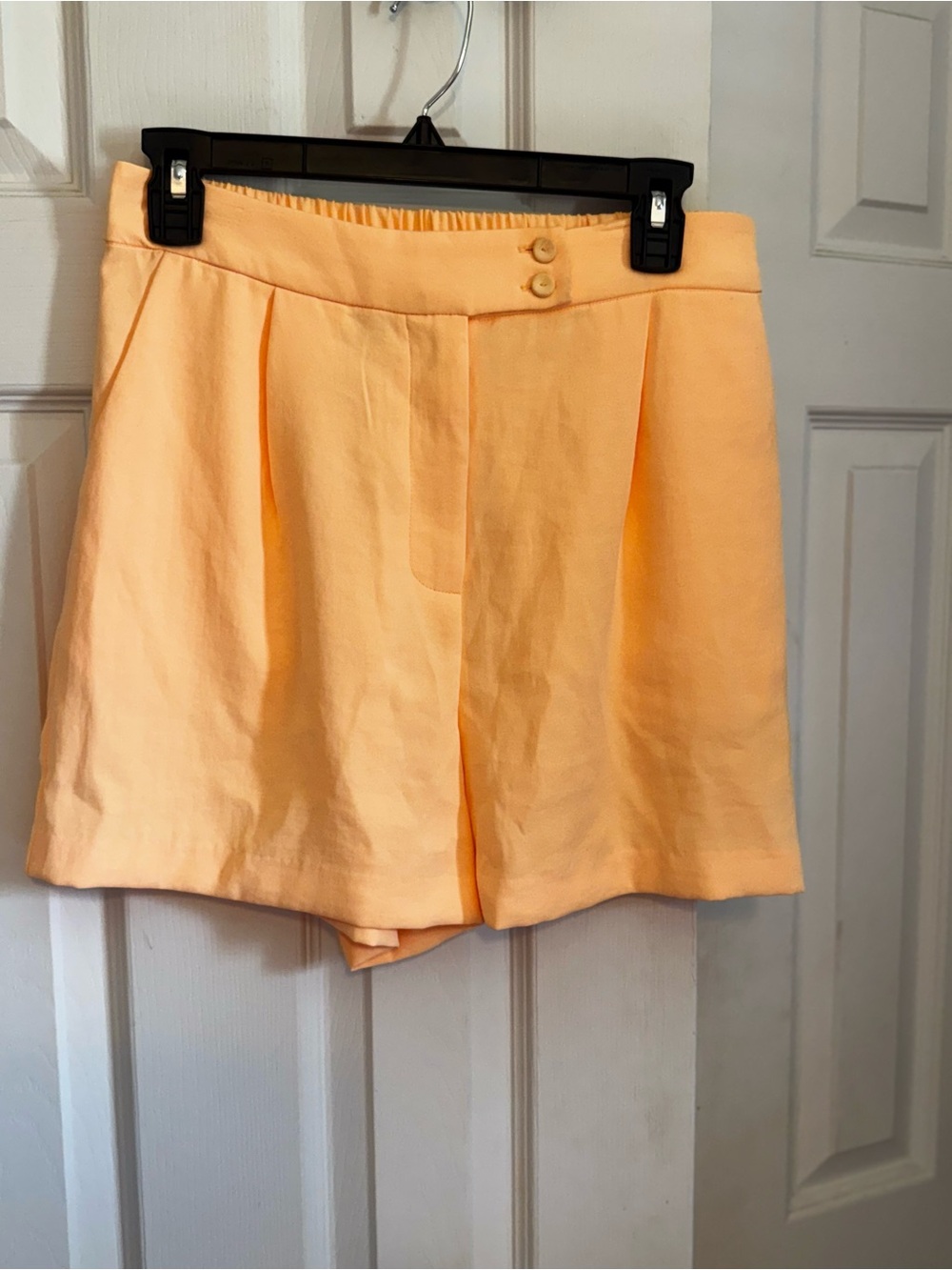 Skies Are Blue High-Waist Peachy Orange Pleated Shorts